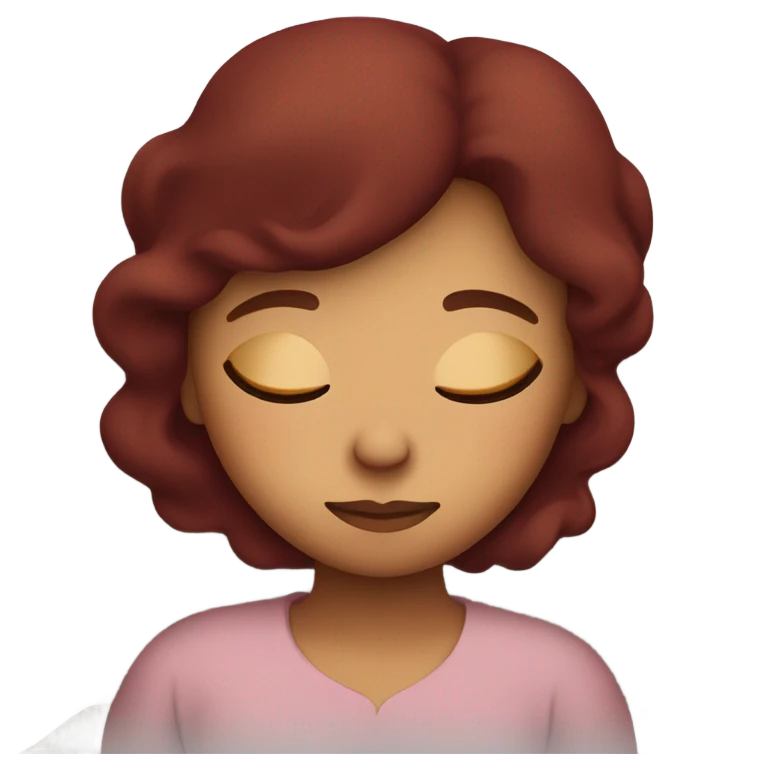 Burgundy haired girl sleeping in bed emoji