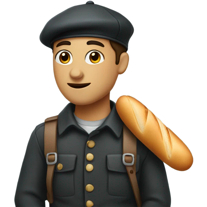 cute french person beret and baguette emoji