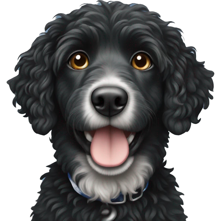 Black Aussie doodle with blue eyes emoji