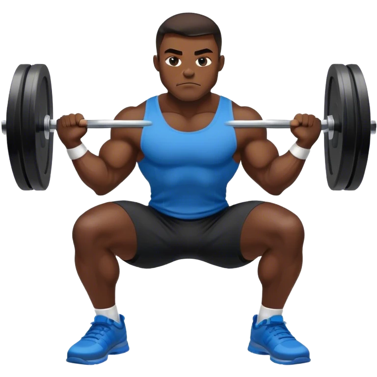 jacked man black clothes blue shoes barbell squats emoji