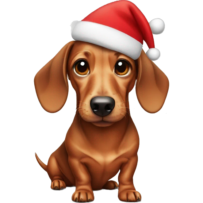 Dachshund wearing Santa hat emoji