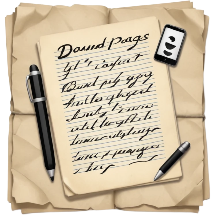 Director Script – bound pages with notes emoji