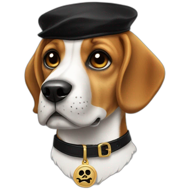beagle with black collar and skull medallion  emoji