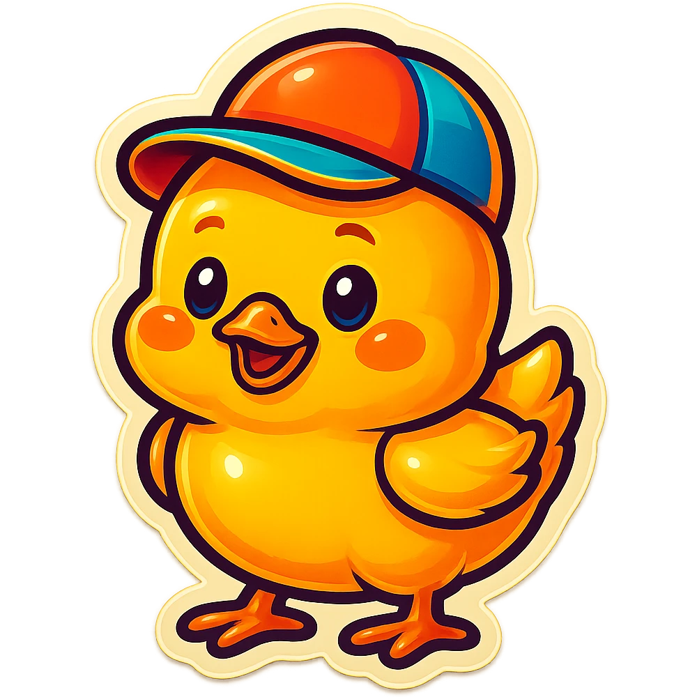 a yellow cute chick with a hat emoji