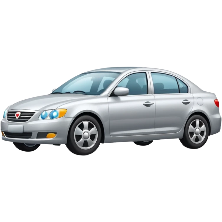 Create a realistic modern sedan on a road with reflections & shadows. emoji