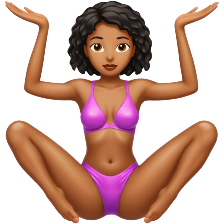 A naked sexy black bbw holding her legs up with her hands and her pussy exposed and it’s wet and dripping 
From her vagina pussy  emoji