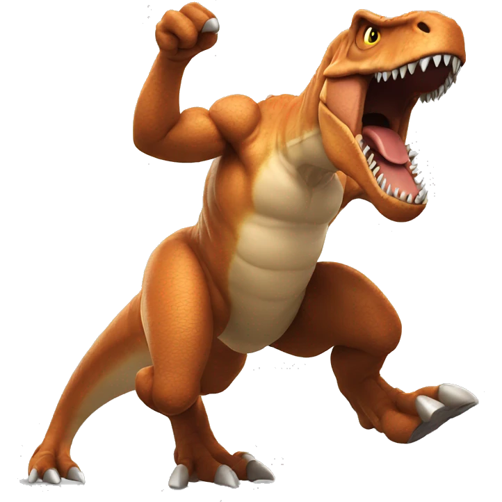 running t-rex with muscular arms  emoji