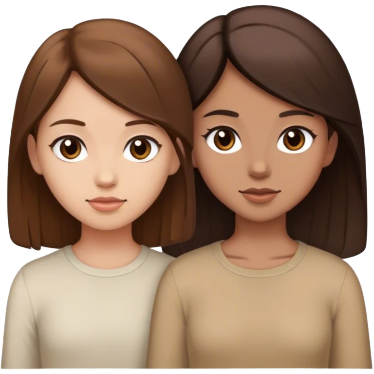 Two girl, one with Brown hair and the other with dark brown hair emoji