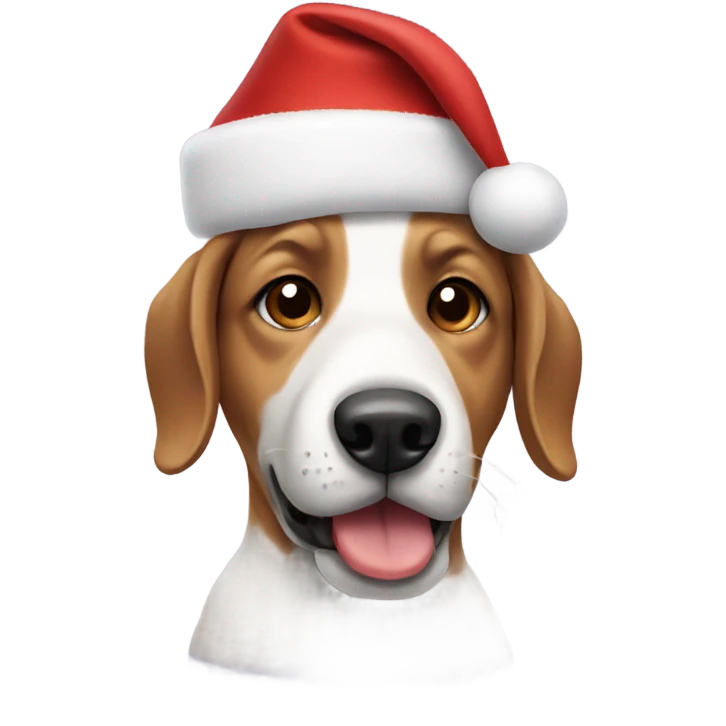 Dog wearing Christmas hat emoji