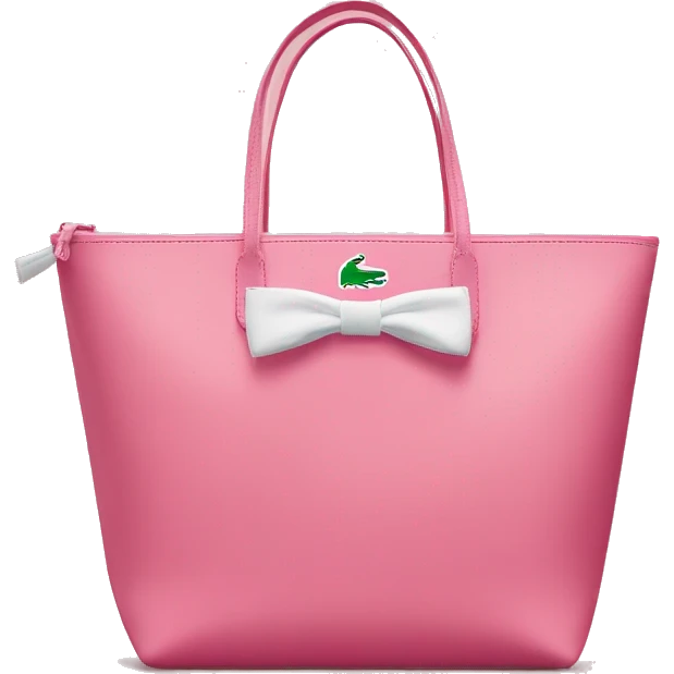 pink lacoste tote bag with one white bow on left side of the bag  emoji