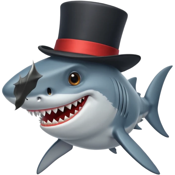 Shark with a top hat emoji