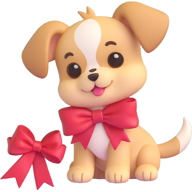 chibi puppy with a big ribbon emoji