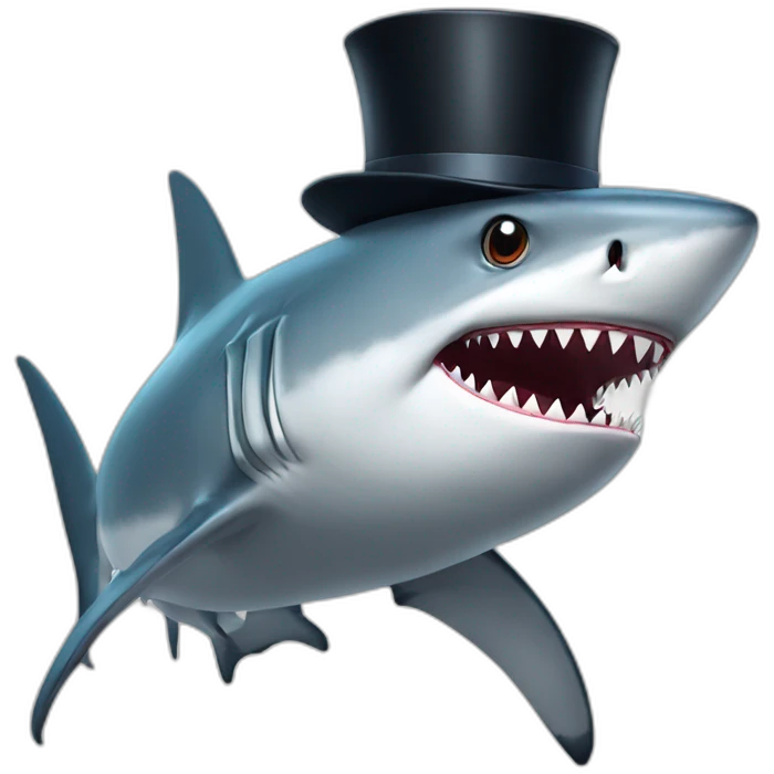 Shark with a top hat emoji