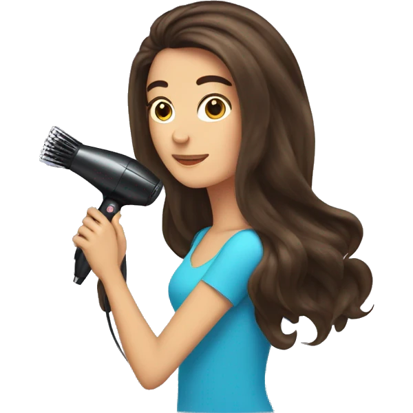 Brunette girl blow drying hair emoji