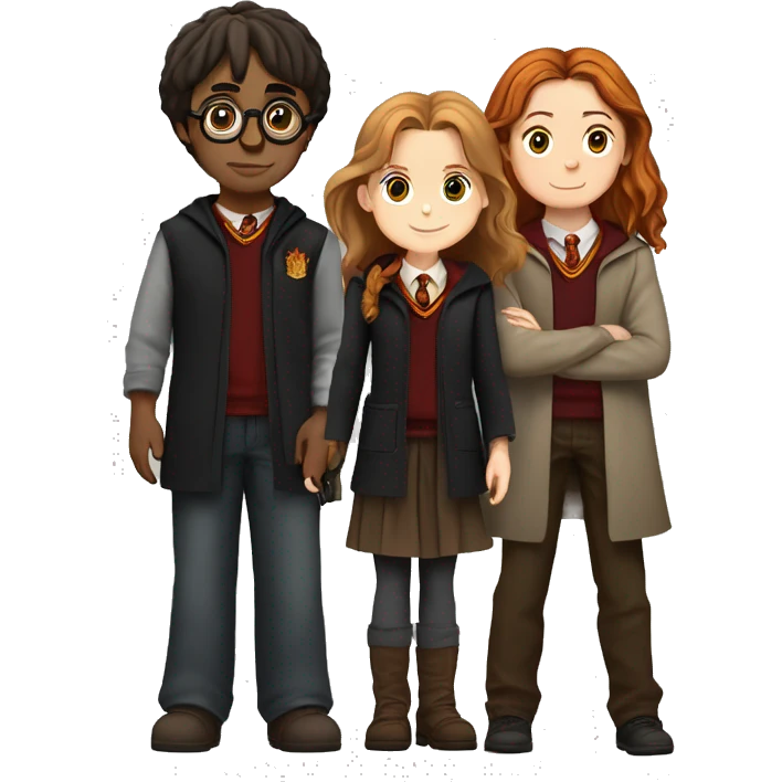 harry potter and hermione granger and ron weasley standing together emoji