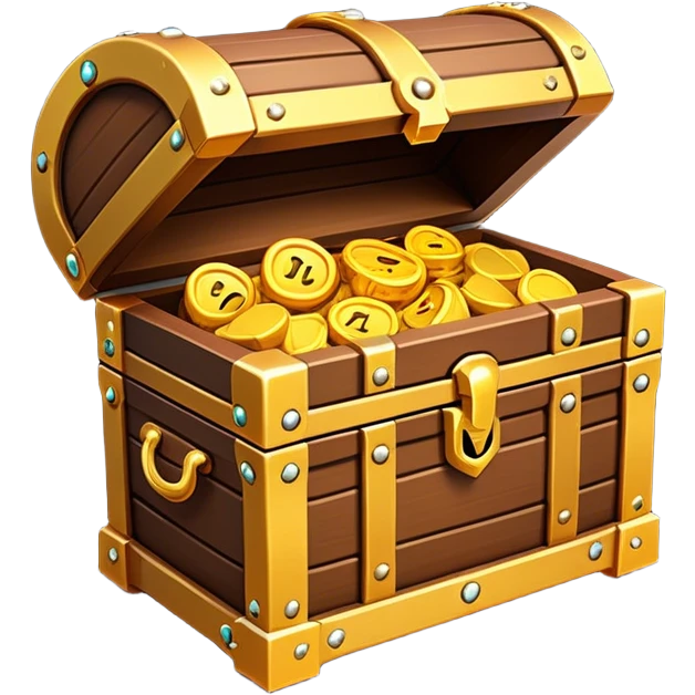 Clash of Clans aesthetic: Cinematic Playful Pixel 3D Treasure Chest Portrait Emoji, rendered in a 3D vector-style similar to standard emojis with minimal shading and bold, simplified shapes. A compact, distinct form with signature details, softly glowing with a pixelated adventure charm. Simplified yet unmistakably iconic, highly detailed and consistent, glowing with a soft radiance and high shine. Stylized with a touch of classic pixel-art charm and a soft glowing outline, capturing the essence of a beloved gaming relic with a friendly, playful manner! emoji