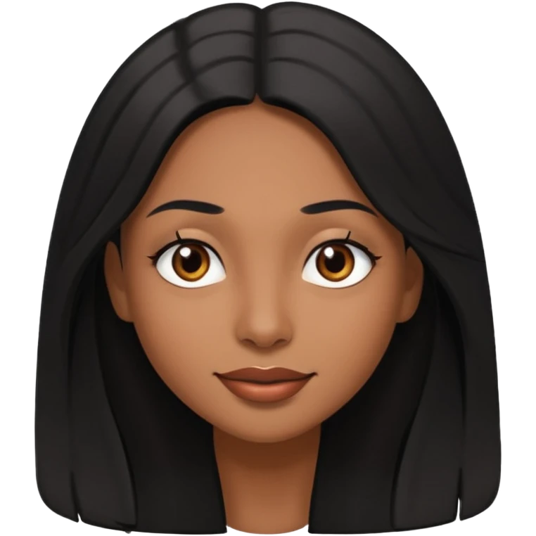 pretty brown skin woman with long black hair and brown eyes with the side eye expression  emoji