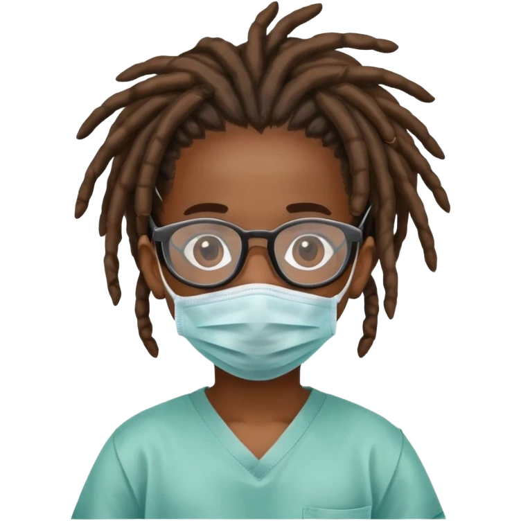 african kid with dreads and glasses and 
surgical mask emoji