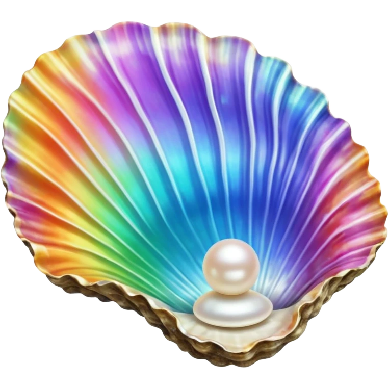 Rainbow oyster Shell with pearl emoji