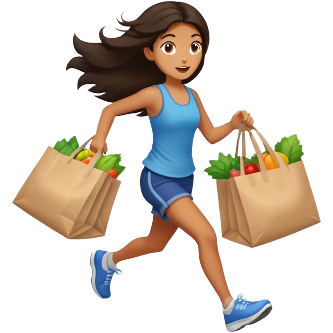 Girl running with grocery bags emoji