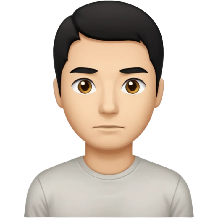 The man black hair and black eyes full body with t shirt  emoji