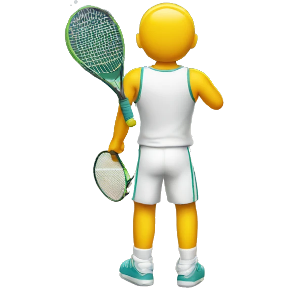 player's back holding a racquet emoji