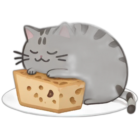 pusheen eating a mouse emoji
