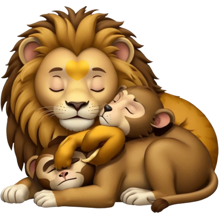 lion and monkey sleeping together and fucking cuddling emoji