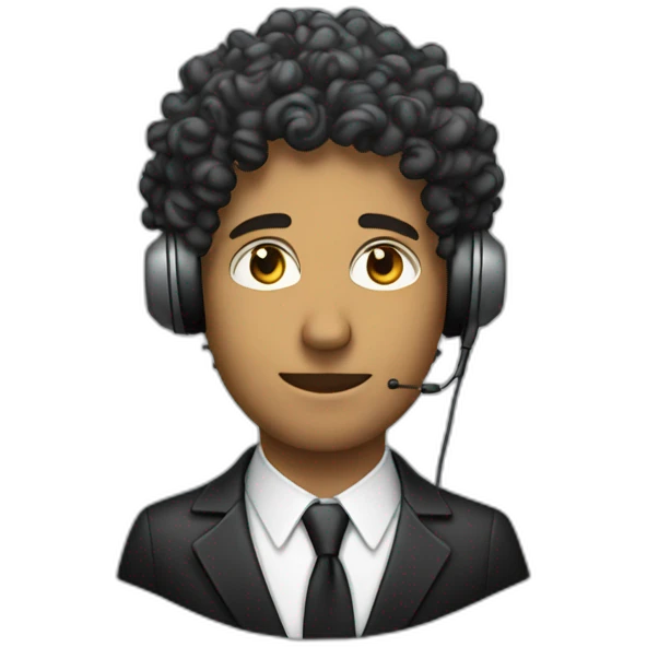 curly hair male lawyer listening to music emoji