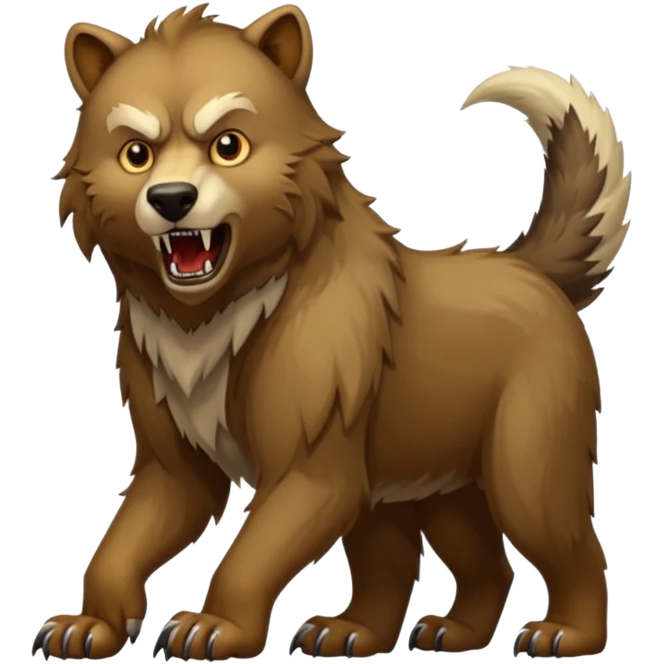 Sabertooth brown bear with a wolf’s tail emoji