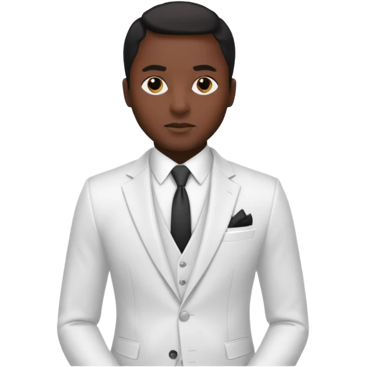 businessman, black skin, black eyes, white suit emoji
