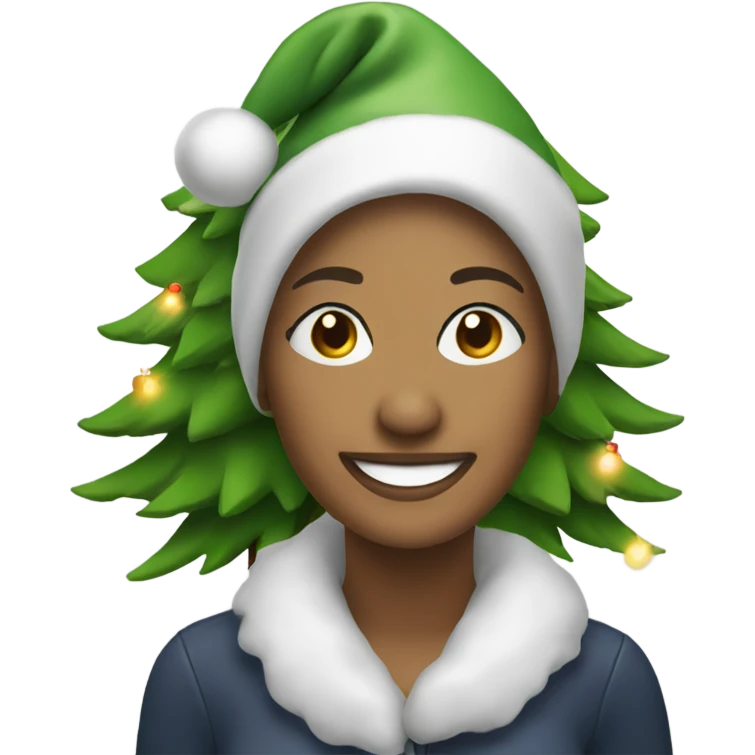 smiling woman by christmas tree emoji