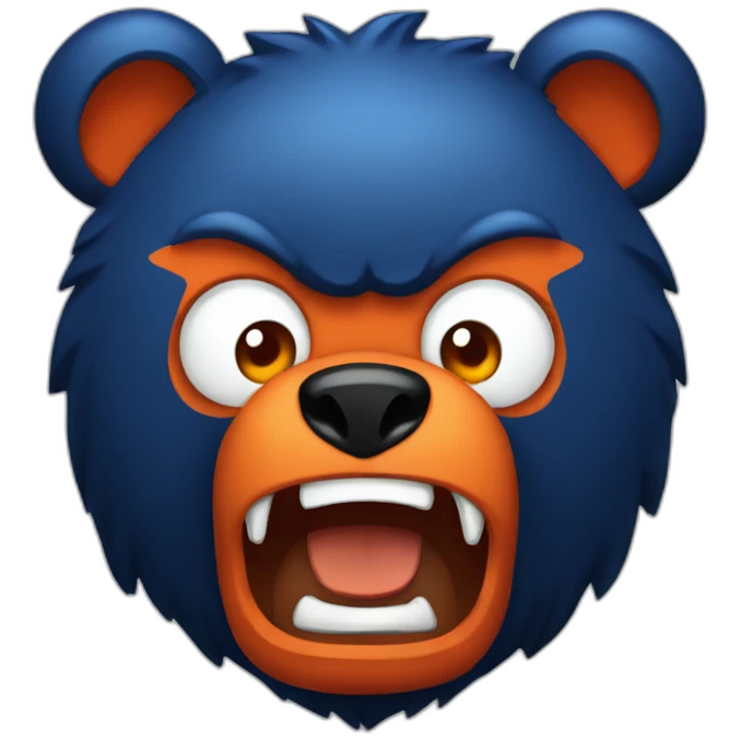 Dark Blue Orange angry bear emoji
