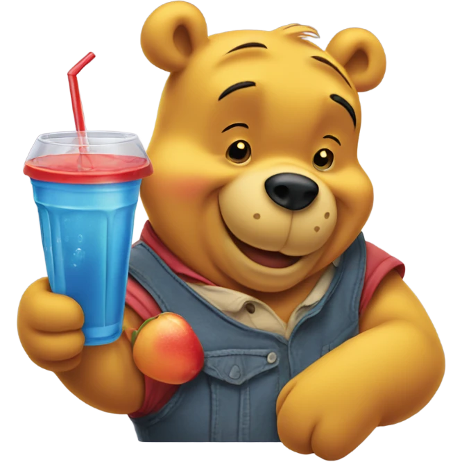Winnie the Pooh with a drink emoji