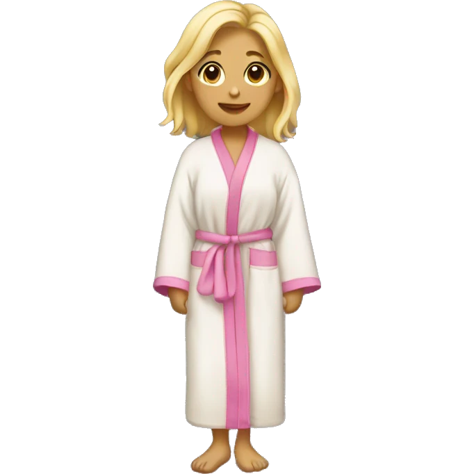 girl wearing a robe and slippers with blond hair emoji