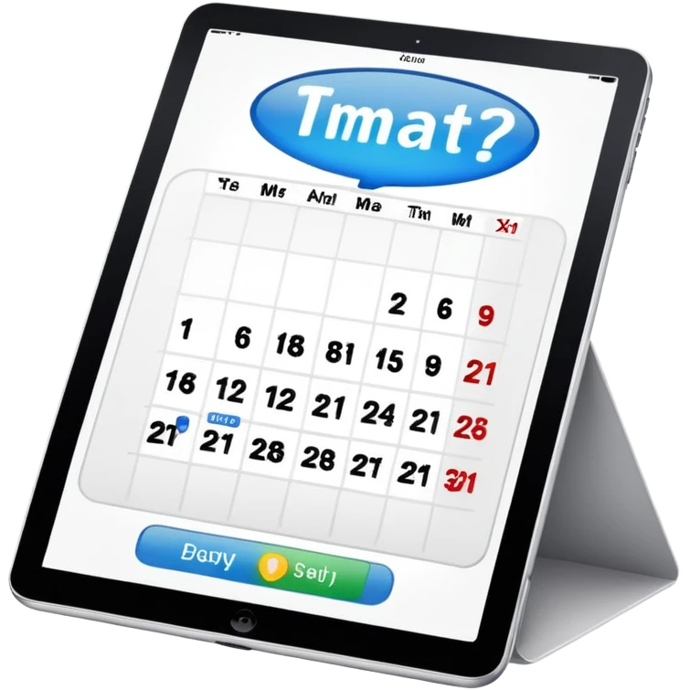 An IPad with a date emoji