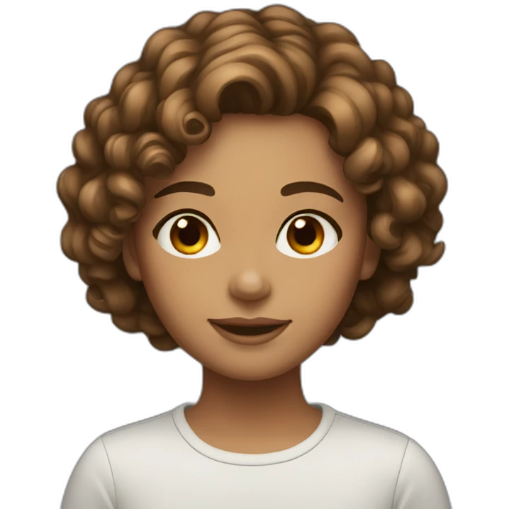 tanned girl brown hair with highlightsshort curly hair  emoji