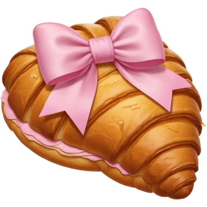 Croissant with light pink bow emoji