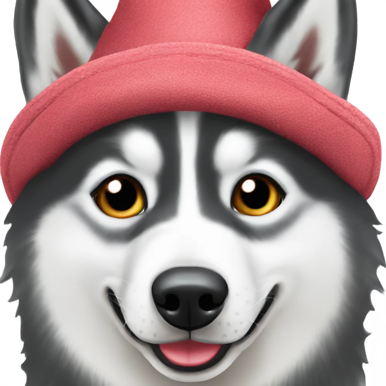Siberian husky wearing hat emoji