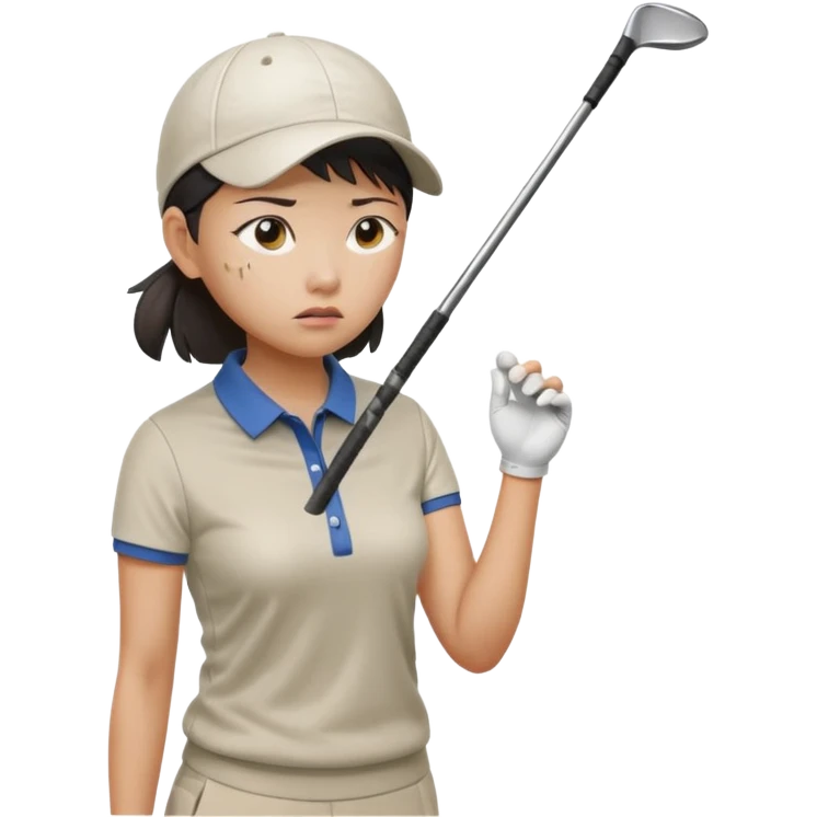 asian women golfer painful profile emoji