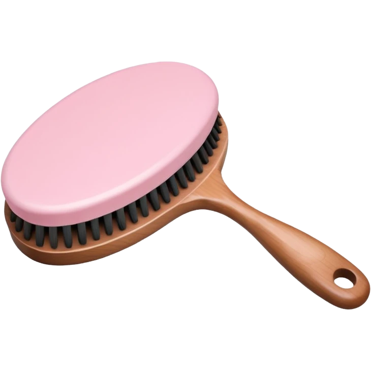 Soft pastel pink body brush with wooden handle, minimal background emoji