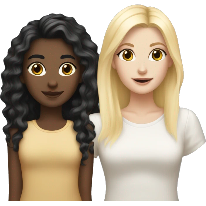 Black haired white girl and blonde haired white girl besties emoji