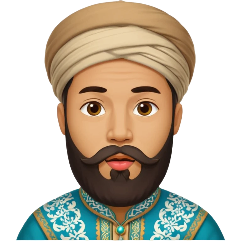 uzbek bearded man with national outfit licking his lips emoji