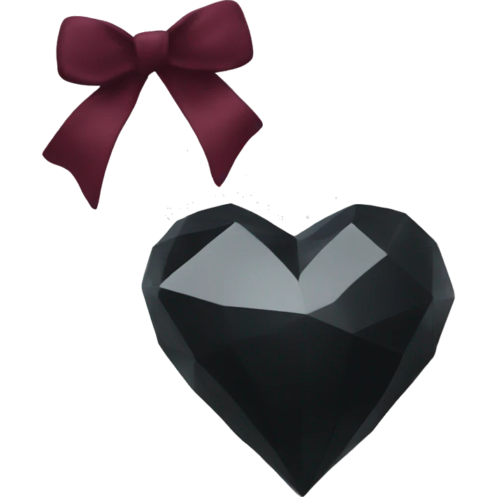 crystal black heart wrapped in a burgundy bow emoji