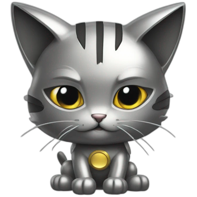 Looks hard cartoon metalic steel kitty like pokemon on emoji