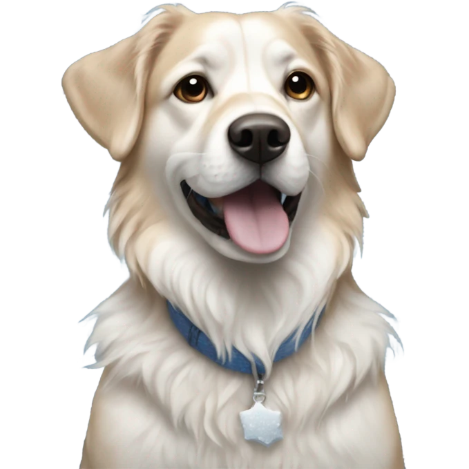 realistic solo dog portrait playing with snowflakes  emoji