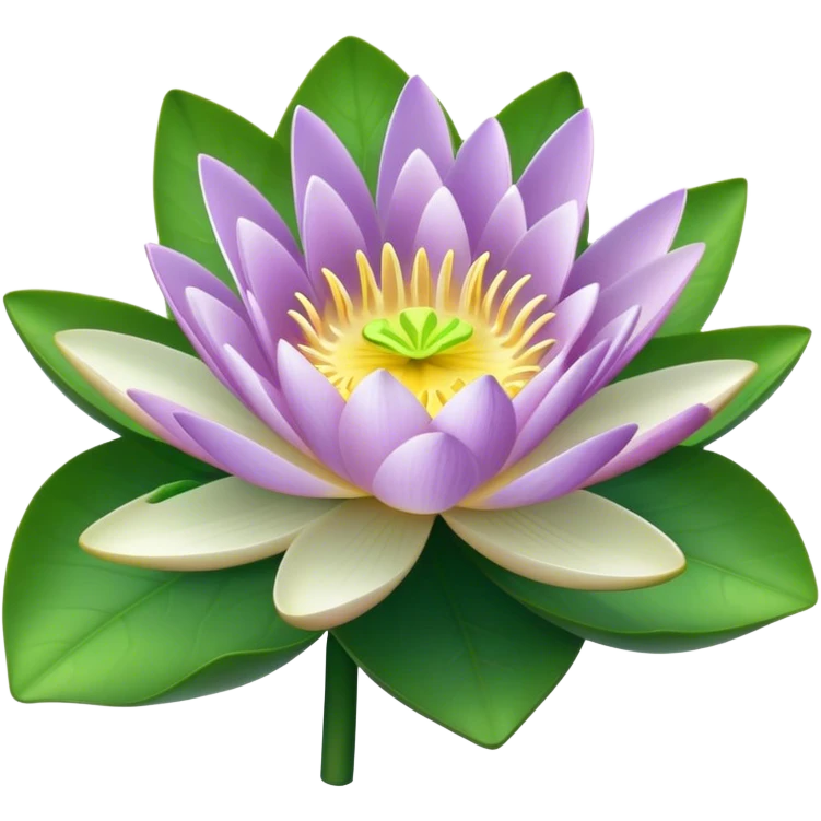 single white purple Water Lily, 
straight stem emoji