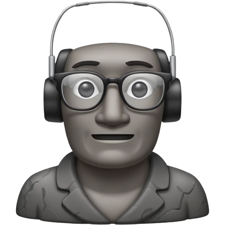 Un moai tranquilo con unos lentes y una sonrisa simple sin mostrar los dientes emoji