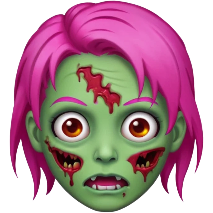 Create a zombie emoji in the style of an iPhone emoji, Hot pink hair emoji