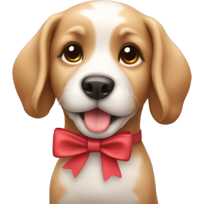 Cute dog with ping bow emoji